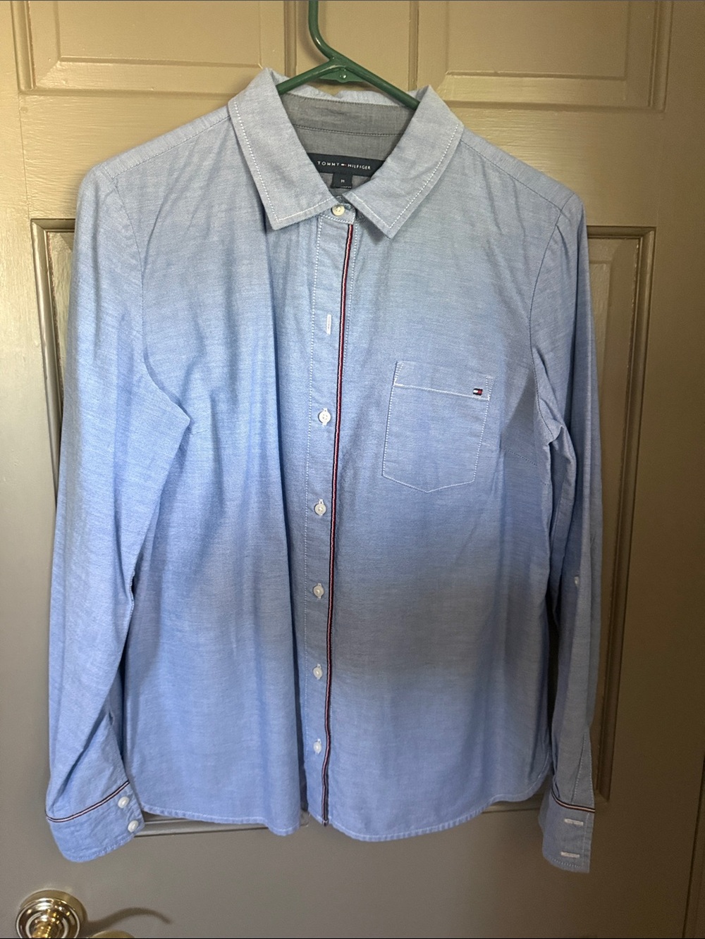 Tommy Hilfiger Light Blue Button-Down Shirt with signature trim